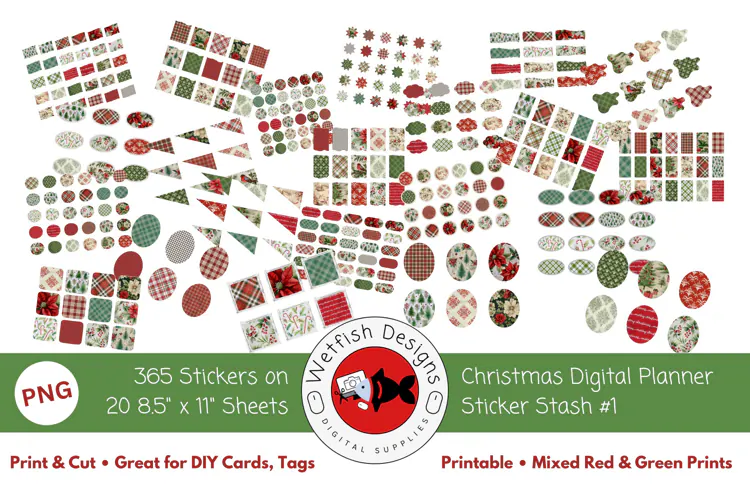 Christmas Digital Planner Junk Journal Stickers