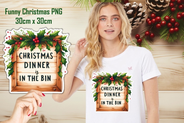 Large Rustic Funny Christmas Sublimation 30cm x 30cm PNG