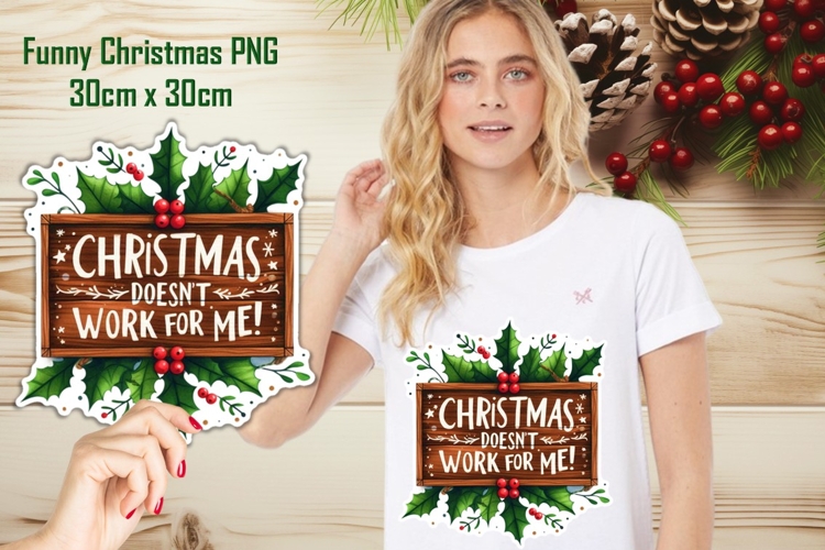 Large Rustic Funny Christmas Sublimation 30cm x 30cm PNG