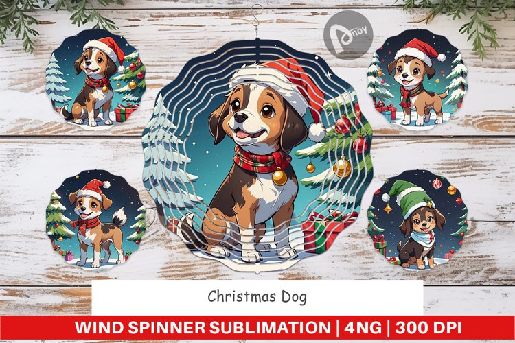 Wind Spinner Cartoon Christmas Dog