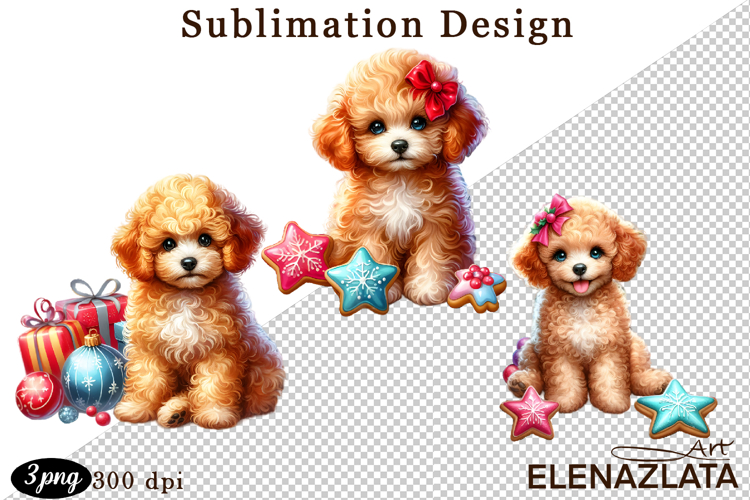 Cute Christmas Dog Clipart | Christmas Sublimation PNG