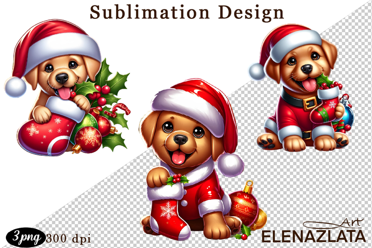 Cute Christmas Dog Clipart | Christmas Sublimation PNG