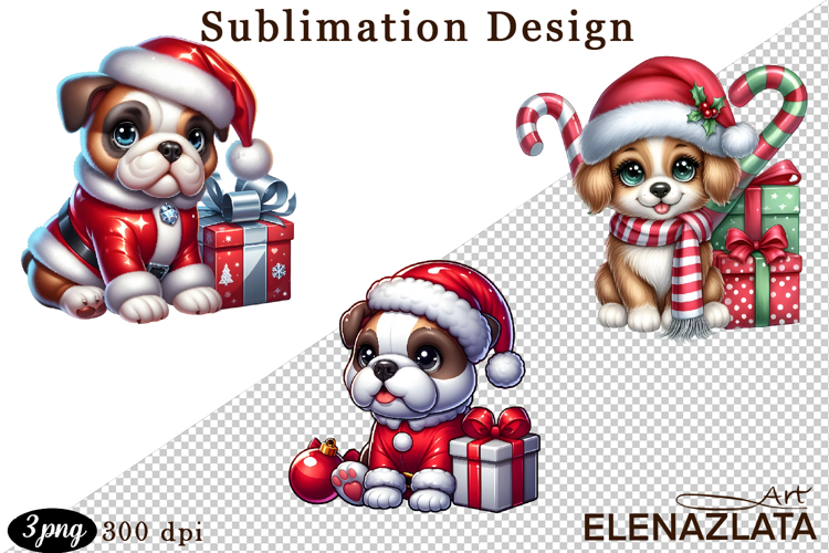 Cute Christmas Dog Clipart | Christmas Sublimation PNG