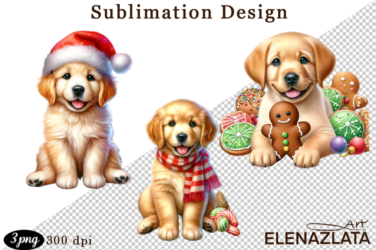 Cute Christmas Dog Clipart | Christmas Sublimation PNG