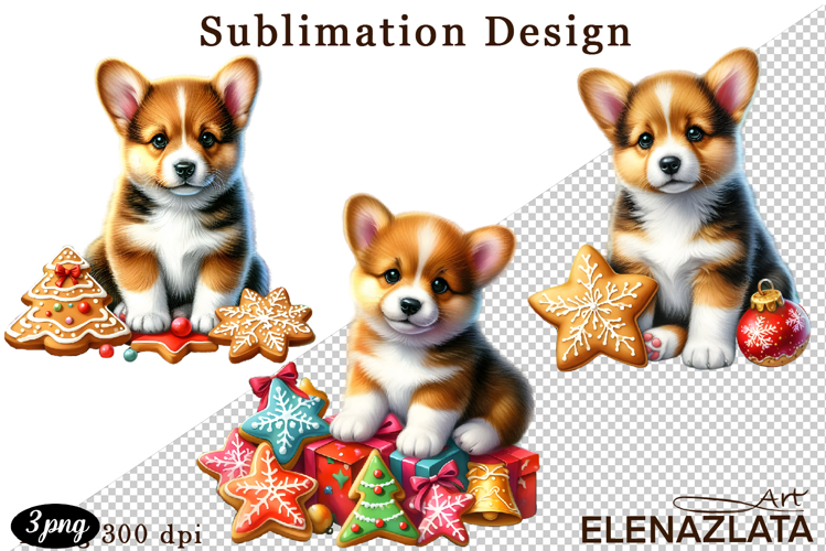 Cute Christmas Dog Clipart | Christmas Sublimation PNG