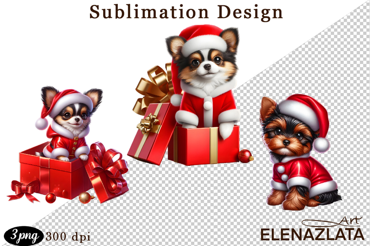 Cute Christmas Dog Clipart | Christmas Sublimation PNG