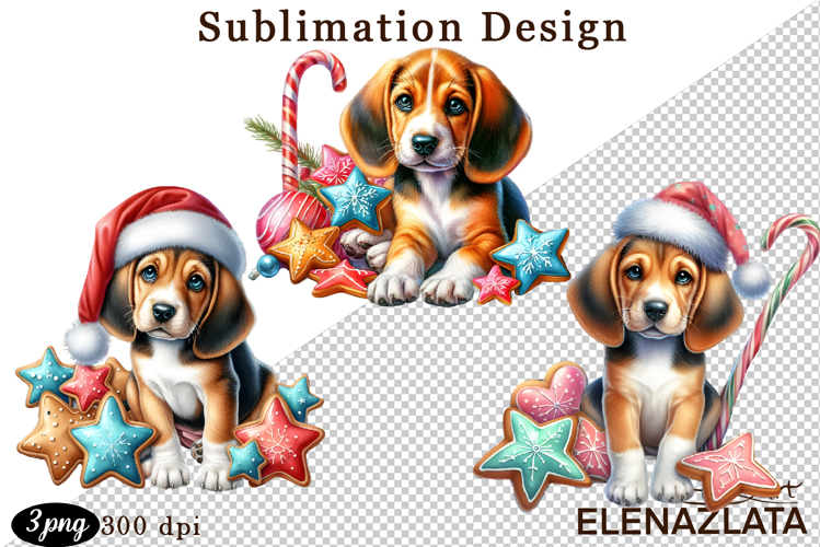 Cute Christmas Dog Clipart | Christmas Sublimation PNG
