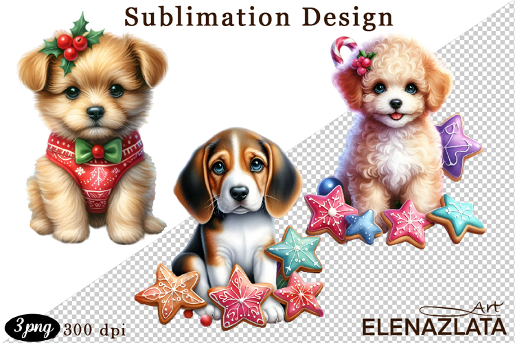 Cute Christmas Dog Clipart | Christmas Sublimation PNG