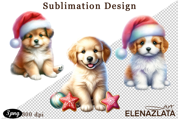 Cute Christmas Dog Clipart | Christmas Sublimation PNG