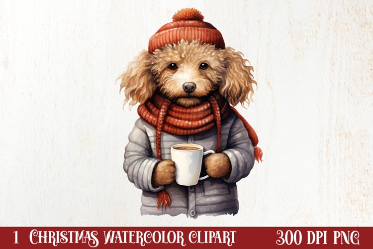 Christmas Dog And Coffee Clipart, Christmas Clipart