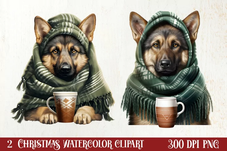 Christmas Dog And Coffee Clipart, Christmas Clipart