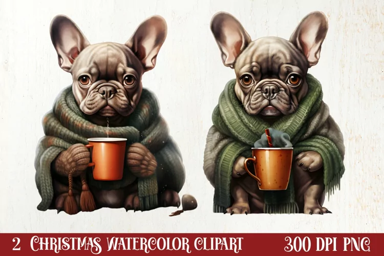 Christmas Dog And Coffee Clipart, Christmas Clipart