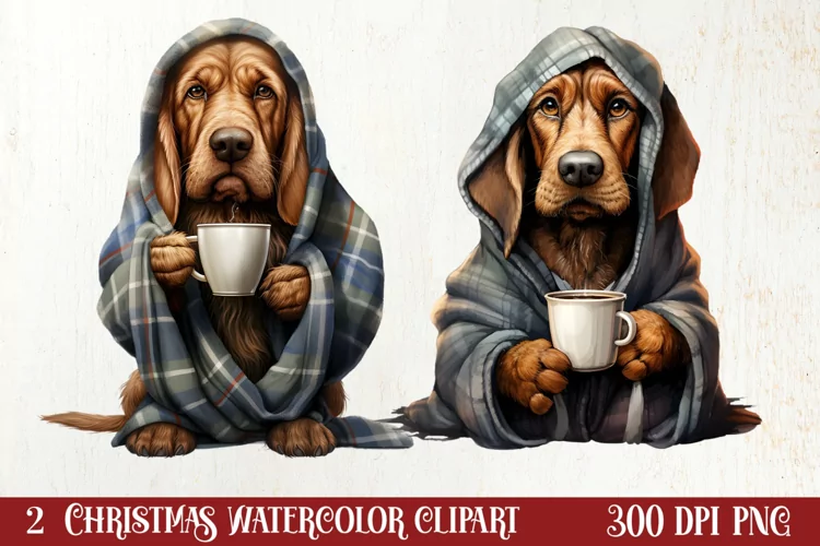 Christmas Dog And Coffee Clipart, Christmas Clipart
