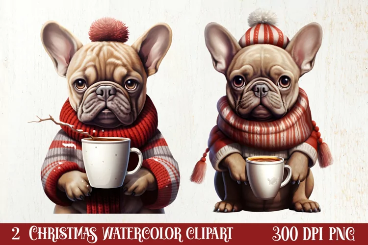 Christmas Dog And Coffee Clipart, Christmas Clipart