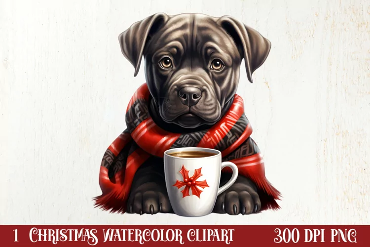 Christmas Dog And Coffee Clipart, Christmas Clipart