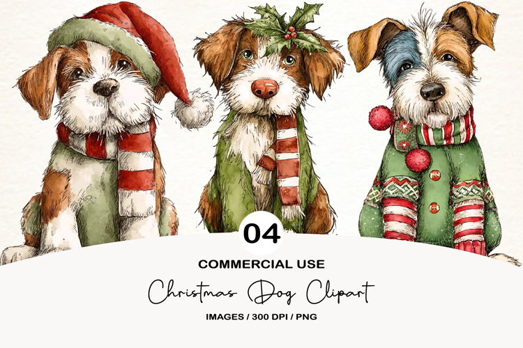 Christmas Dog Clipart PNG Sublimation