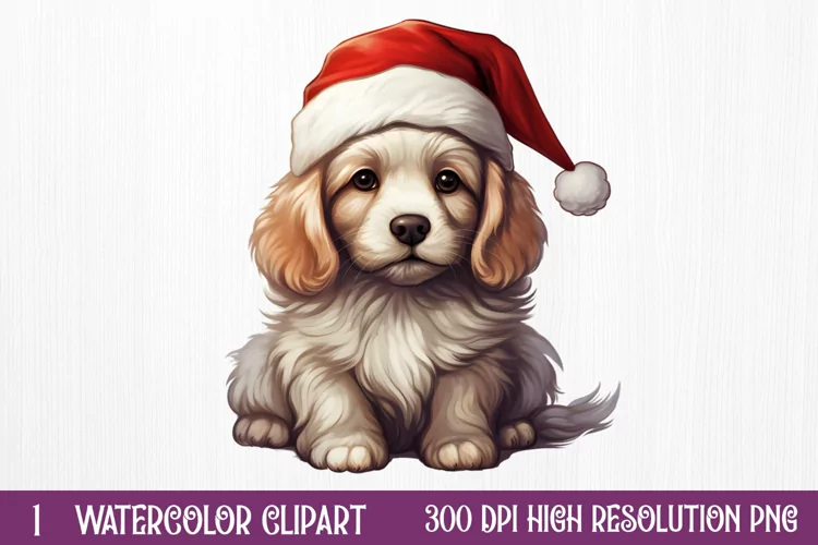 Cute Christmas Dog Sublimation Clipart, Cute Christmas Dog