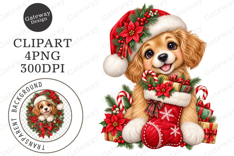 Christmas Dog Clipart PNG example image 1