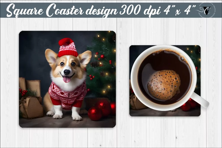 Christmas Square Coaster | Dog sublimation