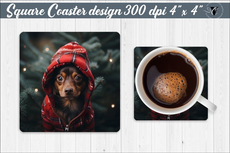 Christmas Square Coaster | Dog sublimation