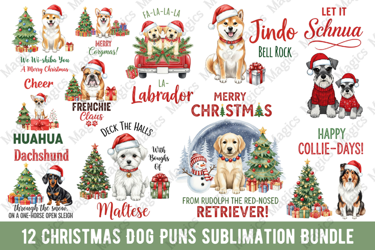Christmas Dog Puns Sublimation Bundle