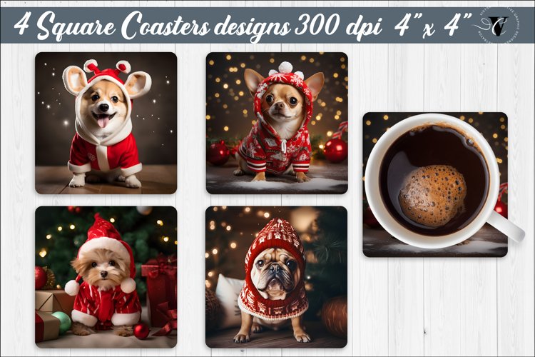Christmas Square Coasters | Dog sublimation