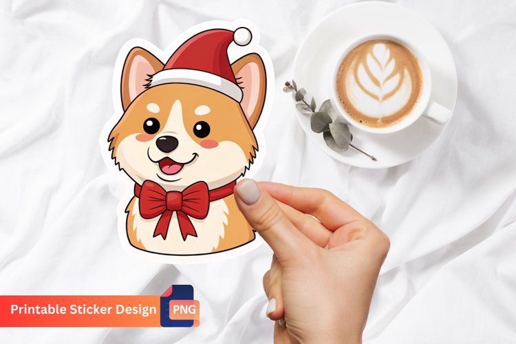 Christmas Dog Sticker, Christmas Puppy Sticker