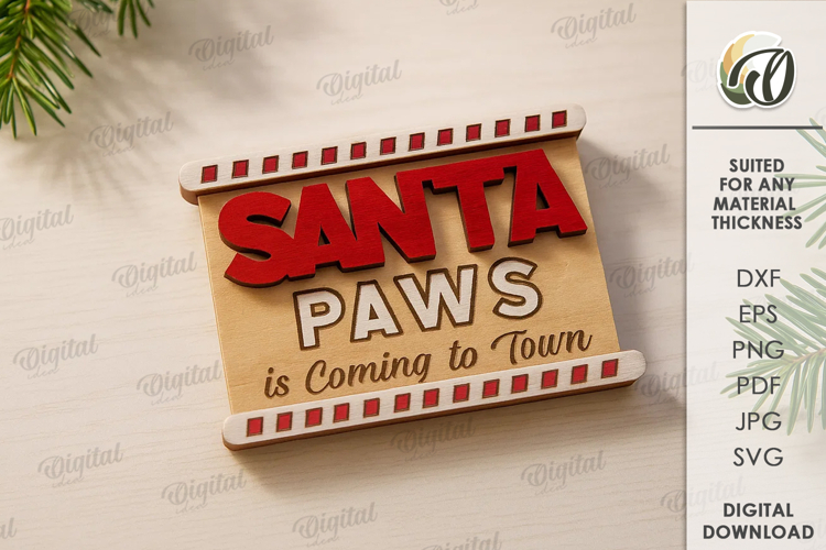 Christmas Dog Tiered Tray Decor Lasercut. Christmas SVG