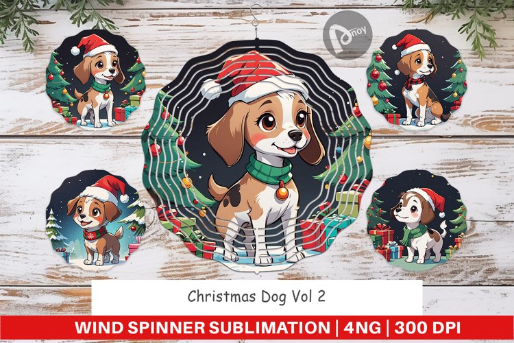 Wind Spinner Cartoon Christmas Dog example image 1