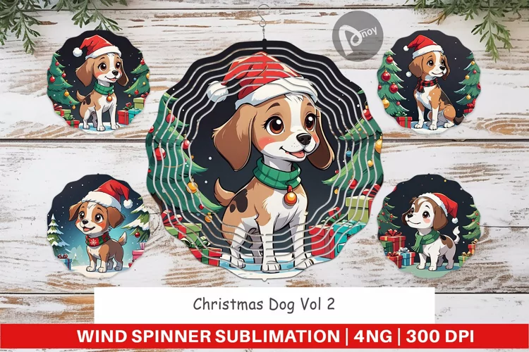 Wind Spinner Cartoon Christmas Dog