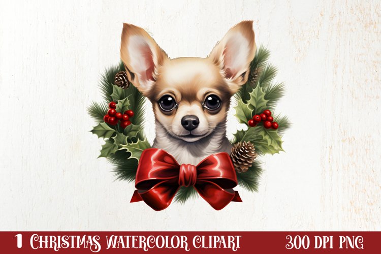Christmas Dog Wreath Sublimation Clipart, Christmas Dog PNG
