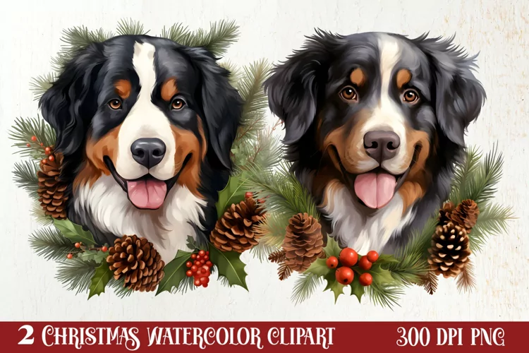 Christmas Dog Wreath Sublimation Clipart, Christmas Dog PNG