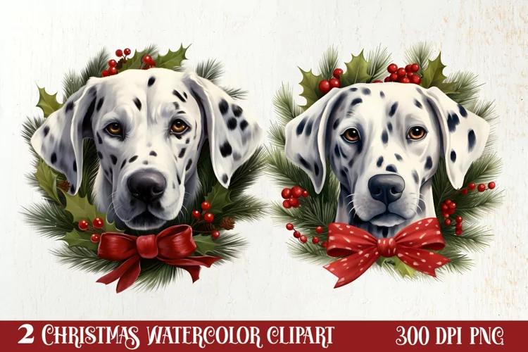 Christmas Dog Wreath Sublimation Clipart, Christmas Dog PNG