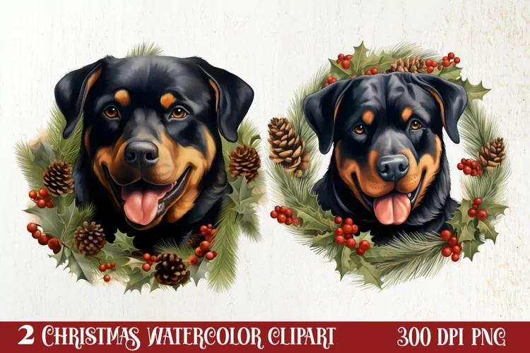 Christmas Dog Wreath Sublimation Clipart, Christmas Dog PNG