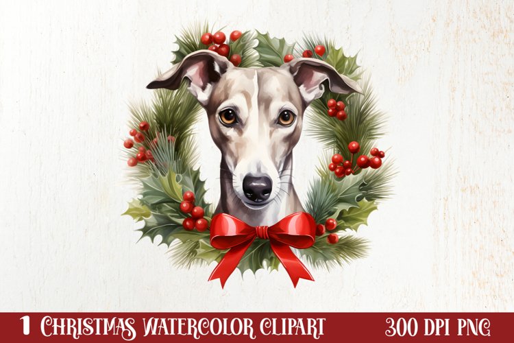 Christmas Dog Wreath Sublimation Clipart, Christmas Dog PNG