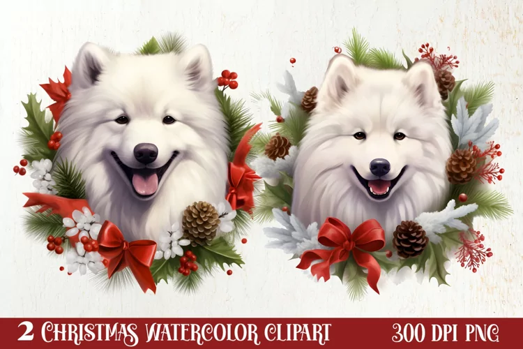 Christmas Dog Wreath Sublimation Clipart, Christmas Dog PNG