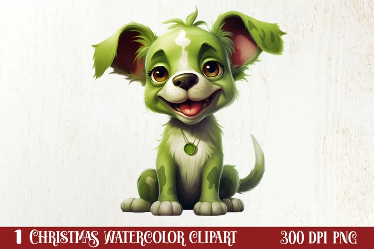 Green Christmas Dog Clipart Sublimation, Christmas Dog PNG