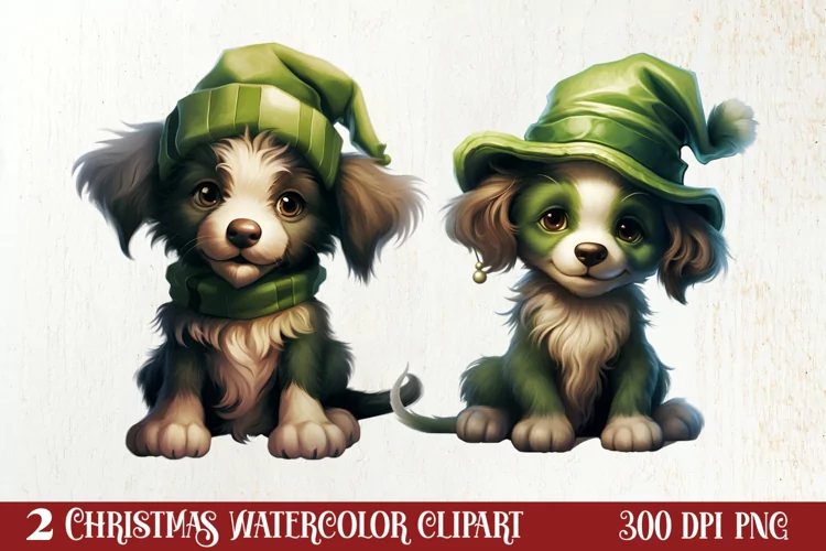 Green Christmas Dog Clipart Sublimation, Christmas Dog PNG