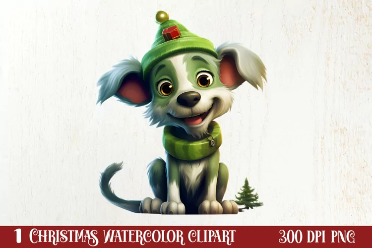 Green Christmas Dog Clipart Sublimation, Christmas Dog PNG