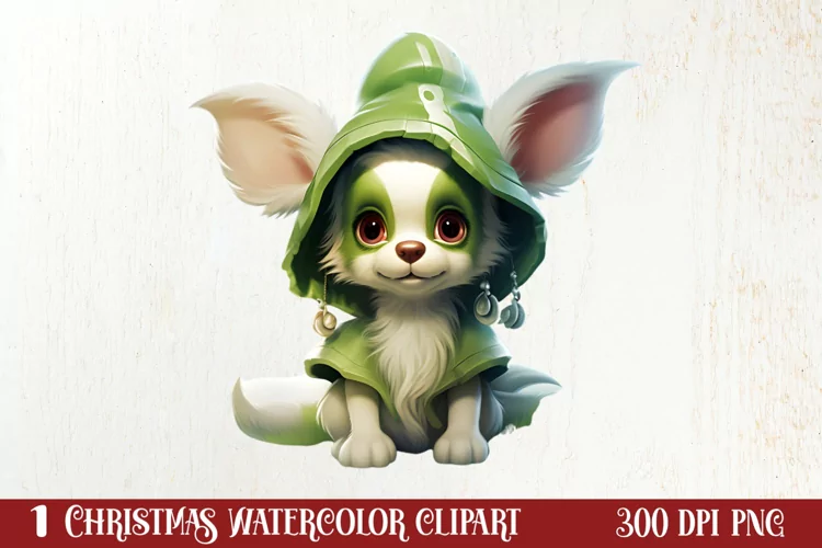 Green Christmas Dog Clipart Sublimation, Christmas Dog PNG