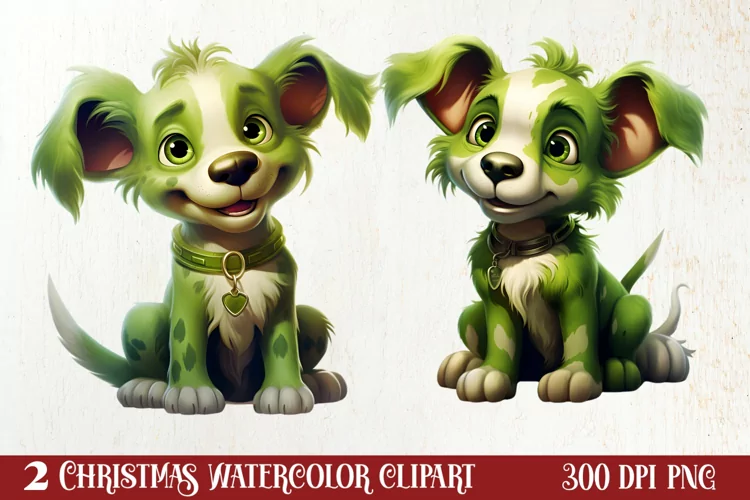 Green Christmas Dog Clipart Sublimation, Christmas Dog PNG
