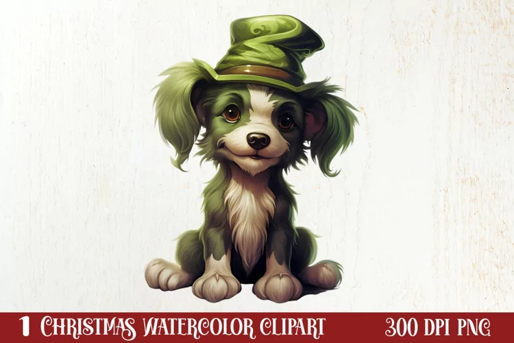 Green Christmas Dog Clipart Sublimation, Christmas Dog PNG