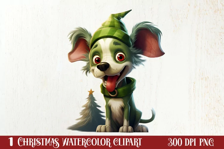 Green Christmas Dog Clipart Sublimation, Christmas Dog PNG