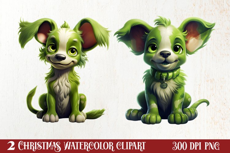 Green Christmas Dog Clipart Sublimation, Christmas Dog PNG