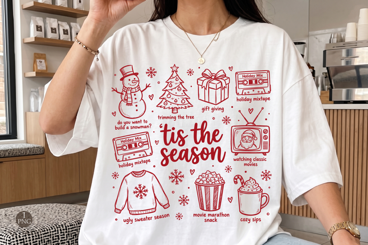 Christmas Doodle PNG, Coquette Hand Drawn Xmas Design
