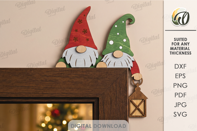 Christmas Door Corner Laser Cut. Gnomes Door Trim Decor SVG