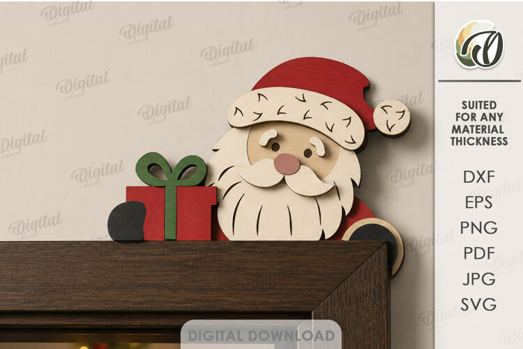 Christmas Door Corner Laser Cut. Santa Claus Door Decor SVG example image 1