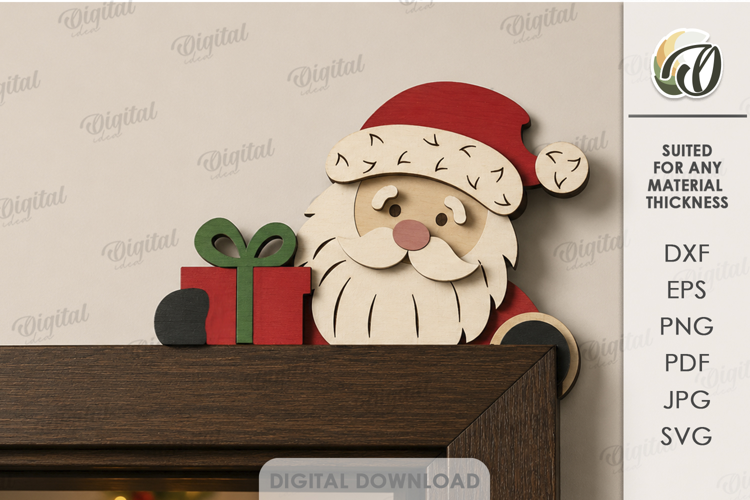 Christmas Door Corner Laser Cut. Santa Claus Door Decor SVG