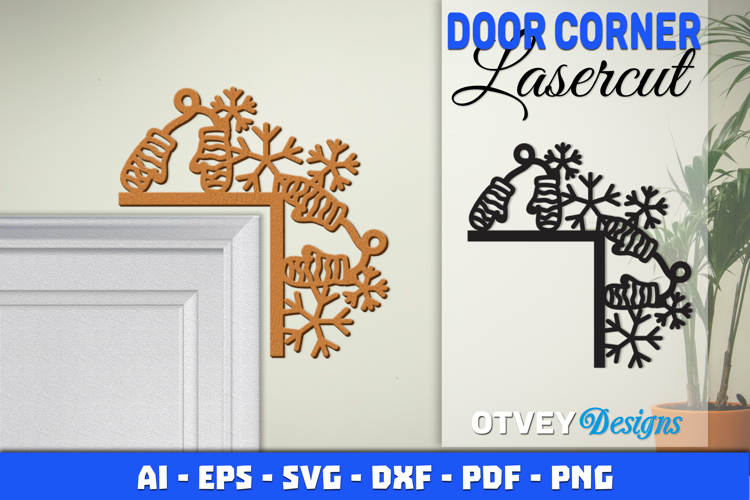 Christmas Door Corner Decoration Lasercut File SVG