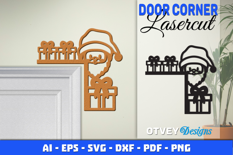 Christmas Door Corner Decoration Lasercut File SVG